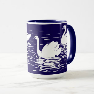 Minimalist Swans Swimming in water Mug