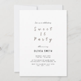 Minimalist Sweet 16 Birthday Invitation