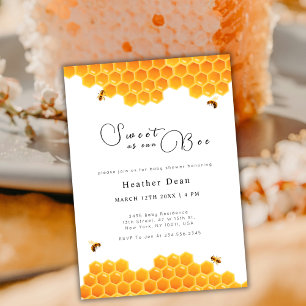 Minimalist Sweet As Can Bee Honey Baby Shower Invitation