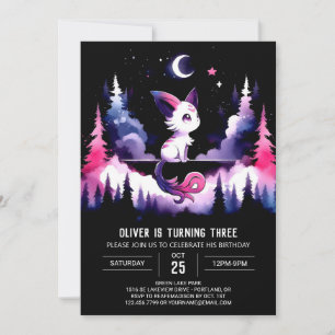 Minimalist Sweet Cat Birthday Invitation