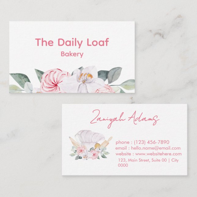 Minimalist Sweet Floral Charming Soft Ivory Pink Business Card (Front/Back)