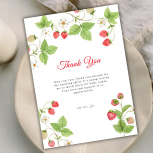 Minimalist Sweet Greenery Strawberry Baby Shower Thank You Card