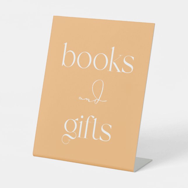 Minimalist Sweet Orange Books and Gifts Pedestal Sign (Front)
