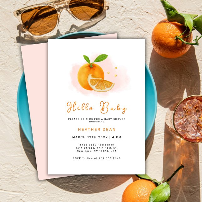 Minimalist Sweet Orange Citrus Baby Shower Invitation (Minimalist Sweet Orange Citrus Baby Shower Invitation)
