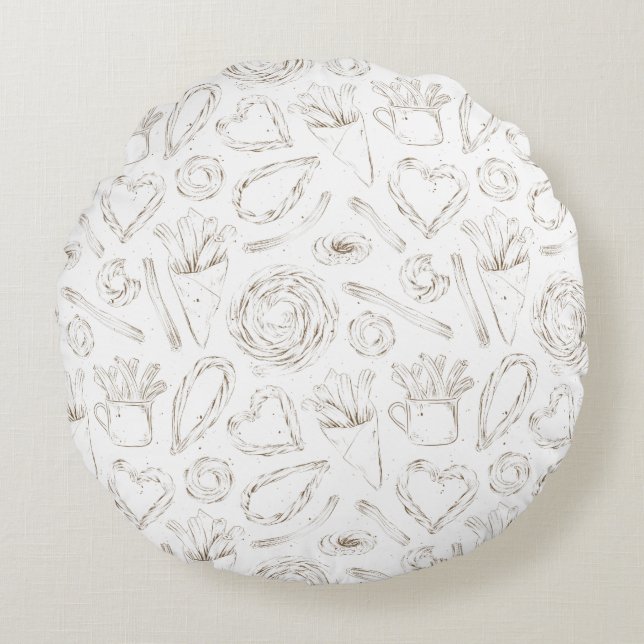 Minimalist Sweets Pattern Round Cushion (Front)