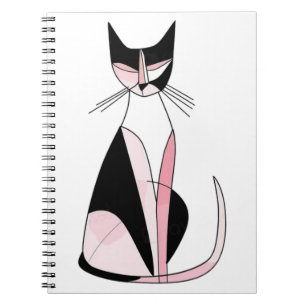 Minimalist symmetrical cat drawing notebook