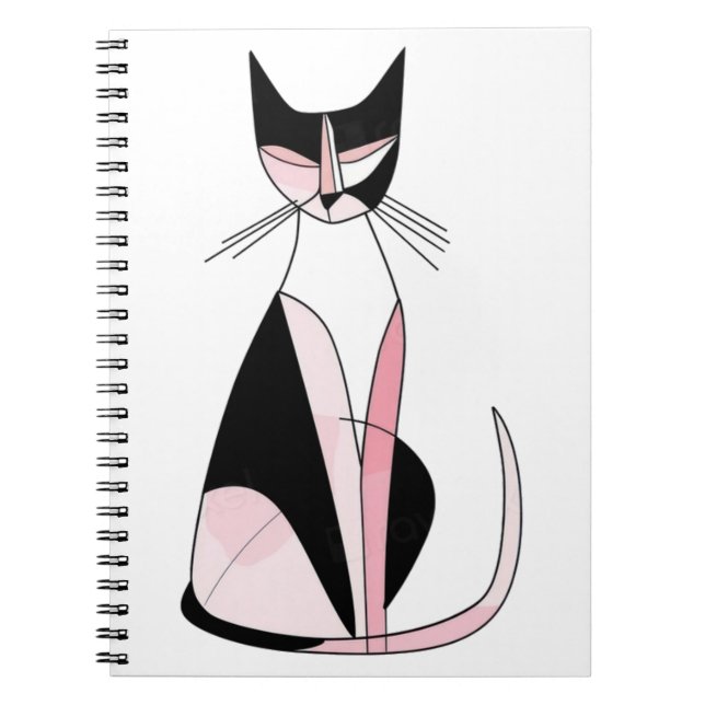 Minimalist symmetrical cat drawing notebook (Front)