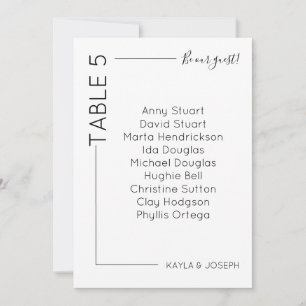 Minimalist table 5 Wedding seating card template