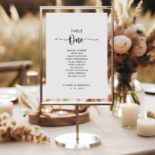 Minimalist Table Number 1 Seating Chart