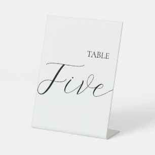 Minimalist Table Number Five Pedestal Sign