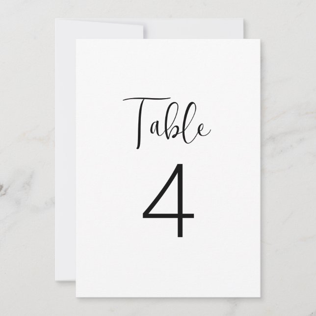 Minimalist Table Number in Classic Black and White (Front)