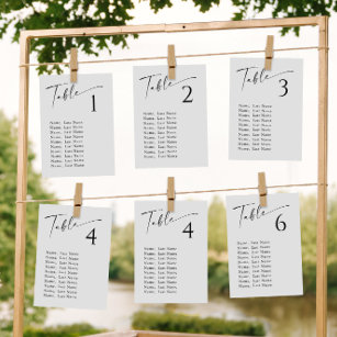 Minimalist Table Number Seating Chart Simple Cards