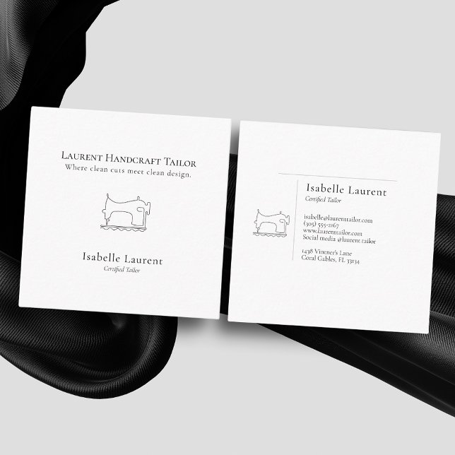 Minimalist Tailor Seamstress professional Square Business Card (Creator Uploaded)