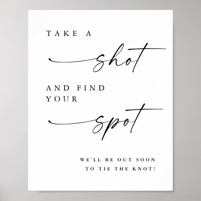 Minimalist Take a Drink Wedding Seating Sign (Front)