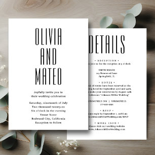 Minimalist Tall Sans Serif Wedding Invitation