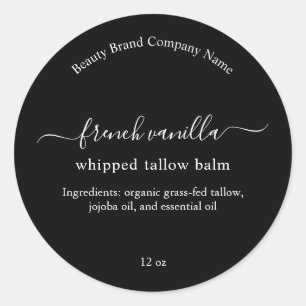 Minimalist Tallow Balm Black White Product Label