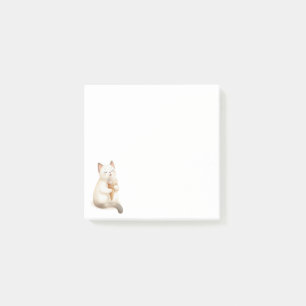 Minimalist Tan and White Cute Cat Ice Cream Cone Post-it Notes