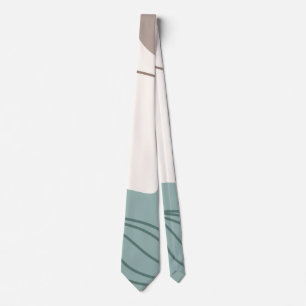 Minimalist Tan Aqua and White Neck Tie