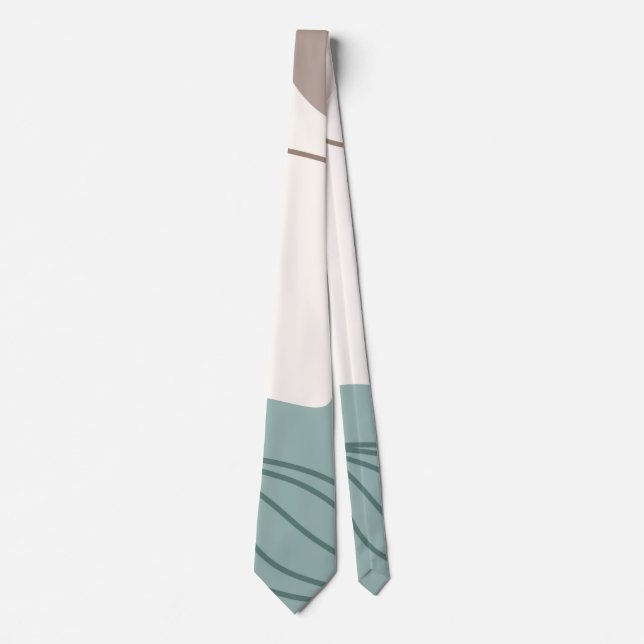 Minimalist Tan Aqua and White  Neck Tie (Front)