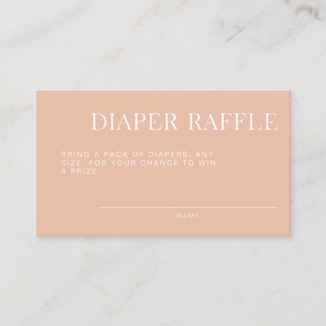 Minimalist Tan Baby Shower Diaper Raffle Enclosure Card (Front)