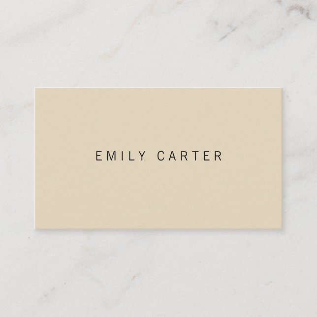 Minimalist Tan Business Card (Front)