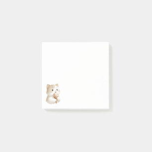 Minimalist Tan White Cute Cat with Ice Cream Cone Post-it Notes