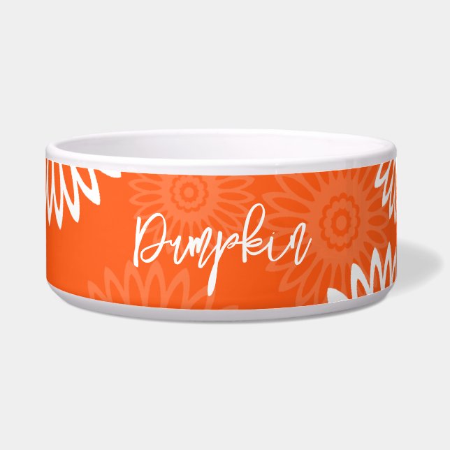 Minimalist tangerine orange daisy floral Pet Name (Front)