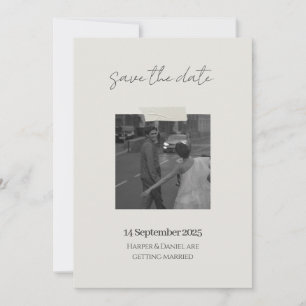 Minimalist Tape Photo Modern Save the Date Card