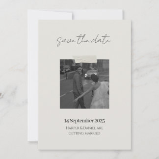 Minimalist Tape Photo Modern Save the Date Card