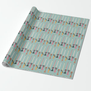 Minimalist Tapered Candles Light Blue Wrapping Pap Paper
