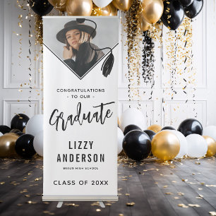 Minimalist Tassel Cap Photo Congrats Graduate Retractable Banner