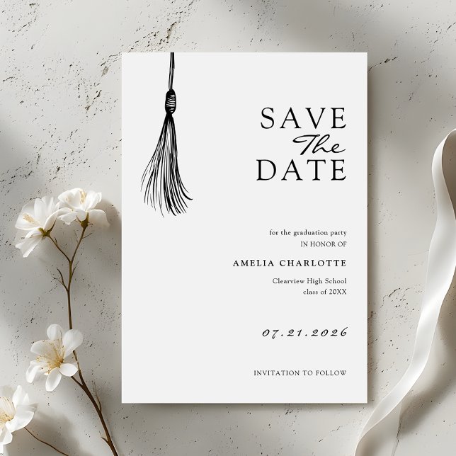 Minimalist Tassel Graduation Party Save The Date (Creator Uploaded)