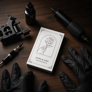 Minimalist Tattoo Artist Card with QR Code