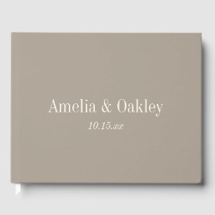 Minimalist Taupe Brown Elegant Wedding Custom Guest Book