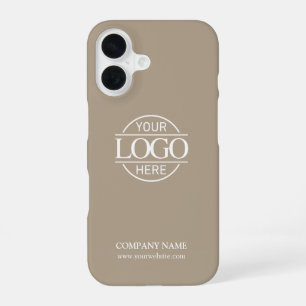 Minimalist Taupe Promotional Company Business Logo iPhone 16 Case