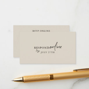 Minimalist Taupe RSVP QR Code Enclosure Card