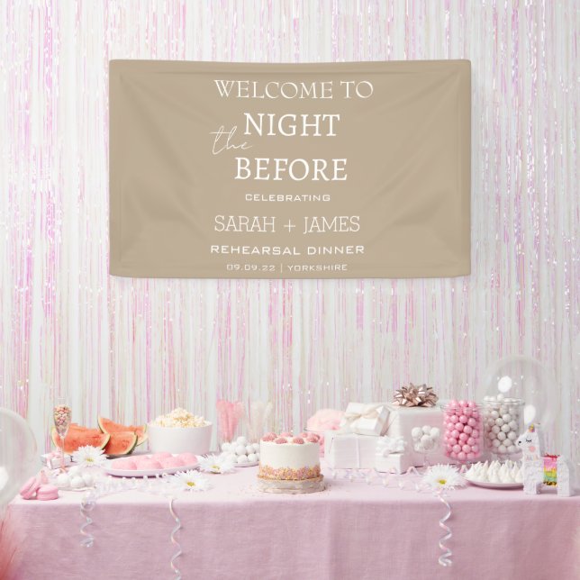Minimalist Taupe the Night Before Welcome Wedding  Banner (Party)
