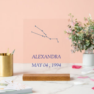 Minimalist Taurus Constellation Acrylic Sign - Per