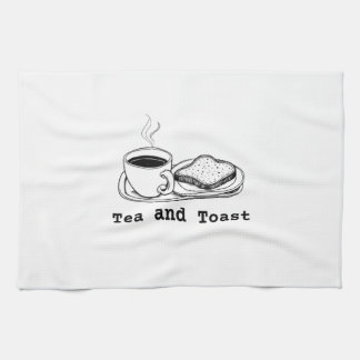 Minimalist Tea and Toast Hand Drawn Line Art Towel