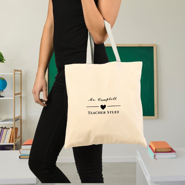 Minimalist Teacher Name Tote Bag  (Creator Uploaded)