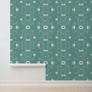 Minimalist Teal and White Abstract Pattern Wallpaper