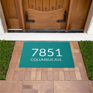 Minimalist teal and white elegant doormat