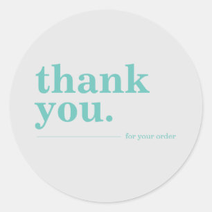 Minimalist Teal Business Customer Thank You Classic Round Sticker