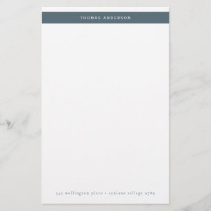 Minimalist Teal Grey Simple Stripe Name Address Stationery