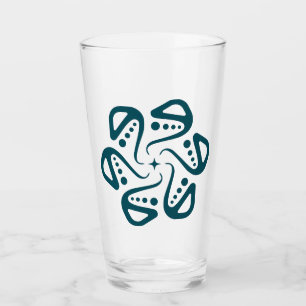 Minimalist Teal Octopus Tentacle Mandala Art Glass