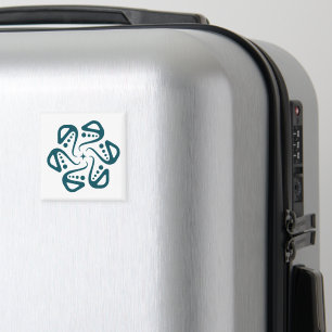 Minimalist Teal Octopus Tentacle Mandala Art Magnet