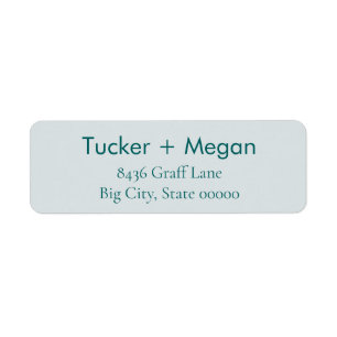 Minimalist Teal on Blue Name & Return Address