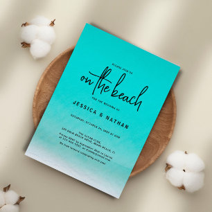 Minimalist Teal Summer On The Beach Wedding       Invitation