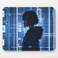 Minimalist Tech Circuitboard Anime Mousepad