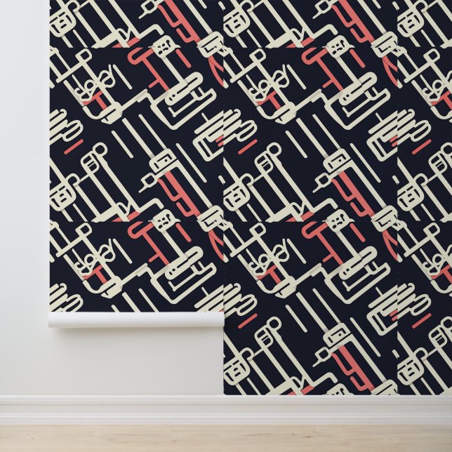 Minimalist Tech Line Art in Pastel Tones Wallpaper (Application)